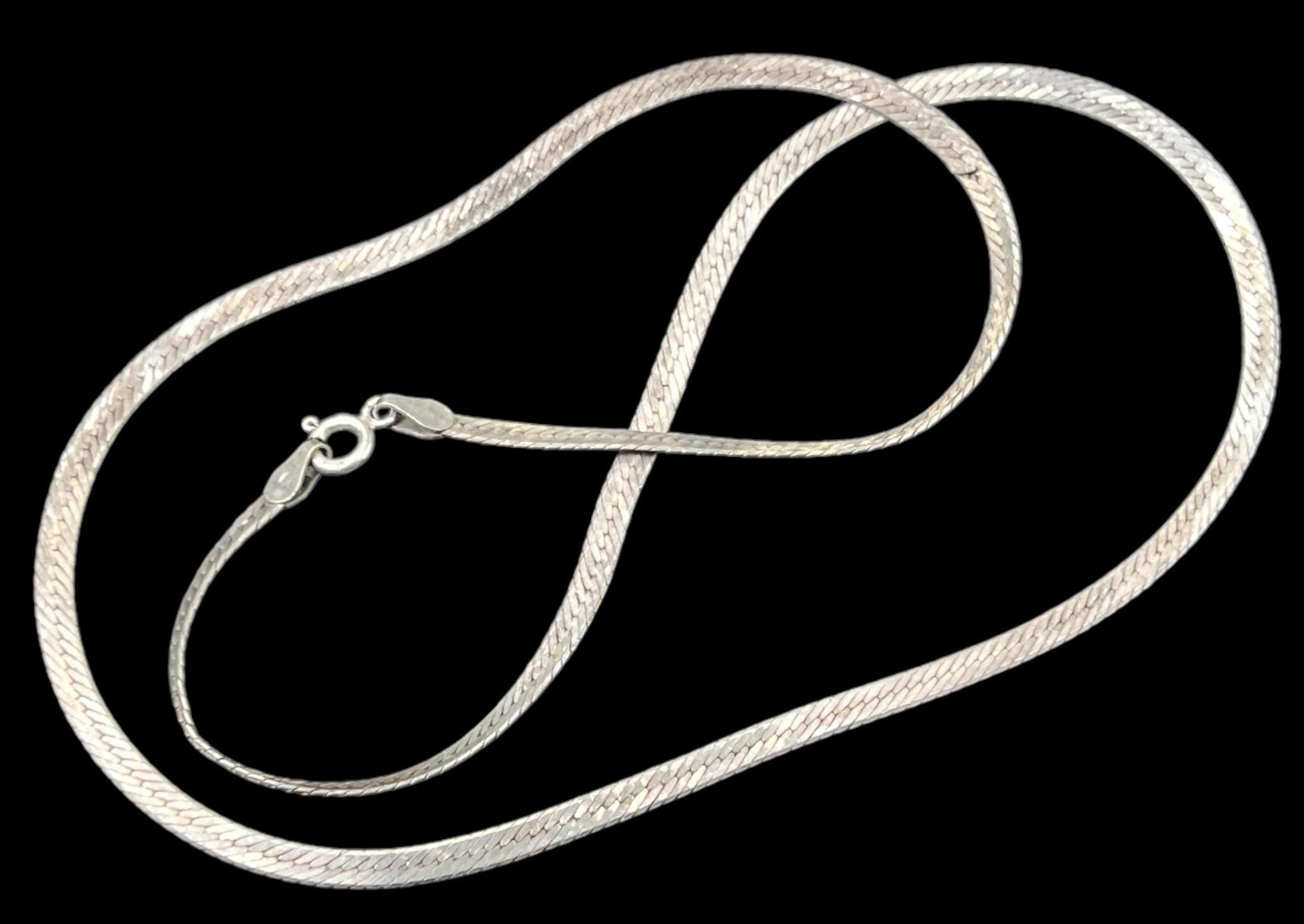 925 Sterling Herringbone Necklace - Silver