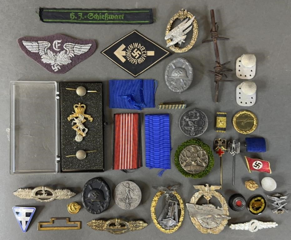 36pc WWII German Pins & Patches+