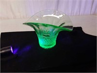 Uranium Glass Fan Shaped Vase