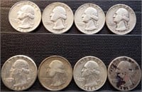 (8) 90% Silver Washington Quarters - Coins