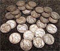 (30) 90% Silver Mercury Dimes - Coins