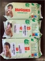 3 packs of Huggies Aloe Vera wipes