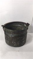Antique Copper Sieve Pot W\Cast Iron Handle. U7C