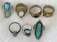 7pc Sterling Silver Rings