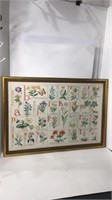 Vintage Needlepoint Sampler Alphabet Flowers U15E