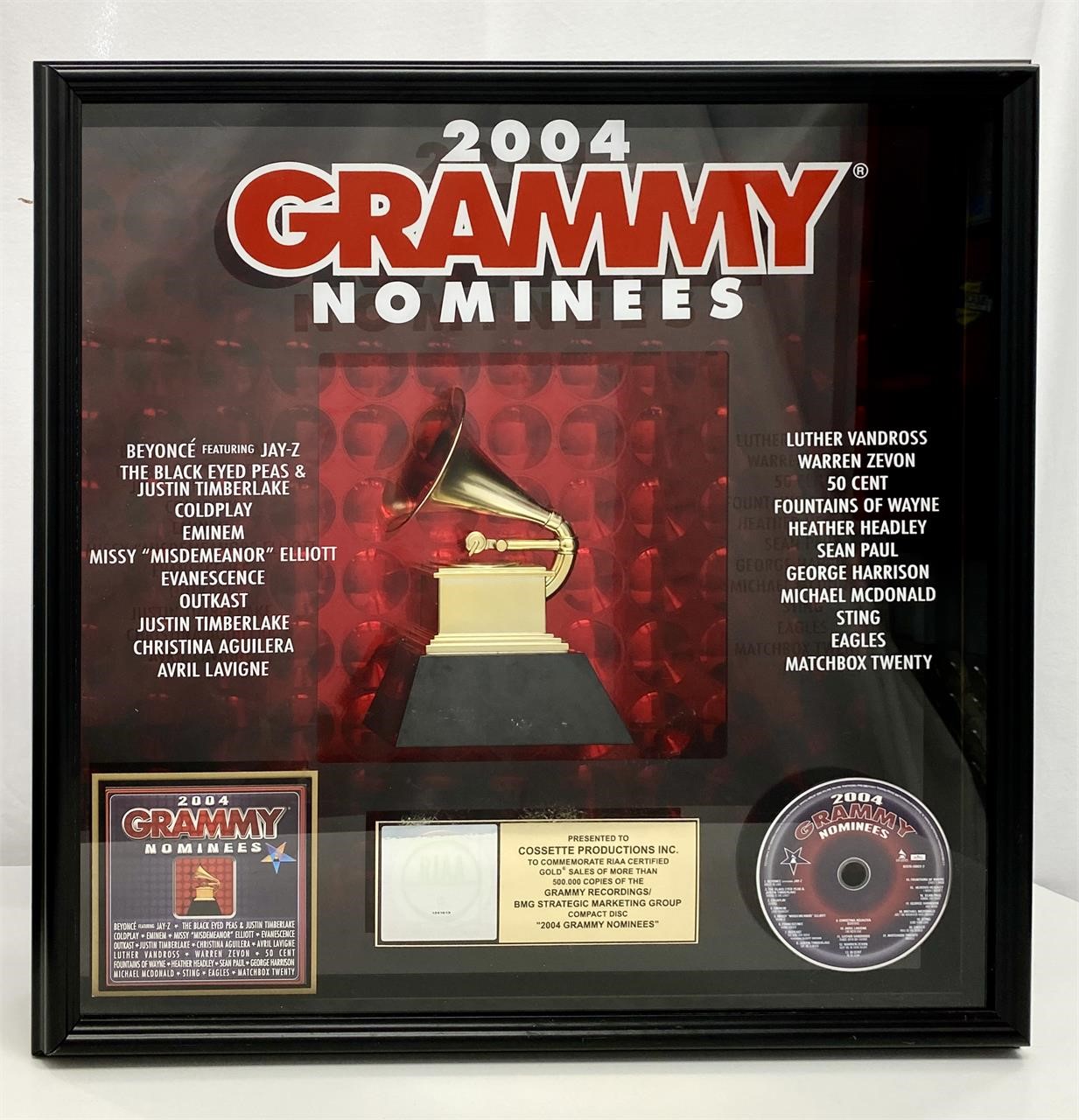 2004 Grammy Award Mounted & Framed Wall Display