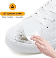 Size 46 Men's Synthetic Leather White Sneakers,Low