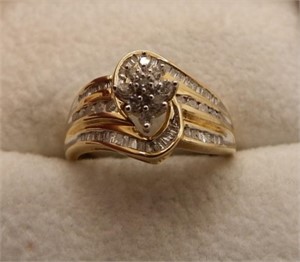Womens 10K Gold Diamond Ring