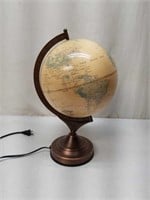 World Globe Light Up Lamp on Metal Base