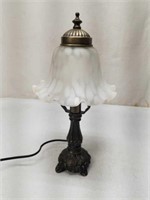 Satin Glass Boudoir Table Lamp - Works!