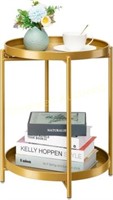 2-Tier End Table  Metal  Removable Tray  BLACK