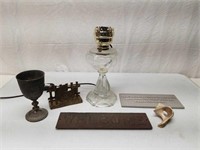 Pewter, Cast Iron, Lamp, Brass, Shell, Sign Lot