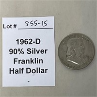 1962-D Franklin 90% Silver Half Dollar