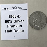 1963-D Franklin 90% Silver Half Dollar