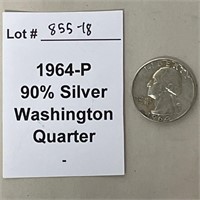 1964-P Washington 90% Silver Quarter