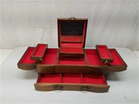 Vintage Wooden Fold Out Jewelry Box