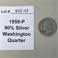 1959-P Washington 90% Silver Quarter