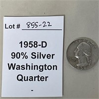 1958-D Washington 90% Silver Quarter