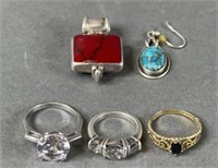 5pc Sterling Silver Jewelry w/ Rings