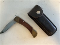 Vintage Shrade Folding Knife W/Sheath