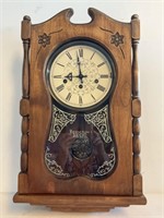 Ansonia Pendulum Wall Clock W/Key 13x24in