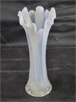Jefferson White Opalescent Swung Glass Vase