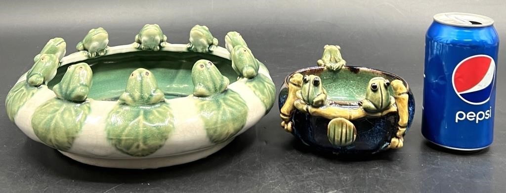 2 Frog Ceramic Bowls Both Signed