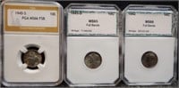 (3) Graded Mercury Silver Dimes - Coins