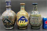 3 Mediterranian Looking Pottery Vase Intricate