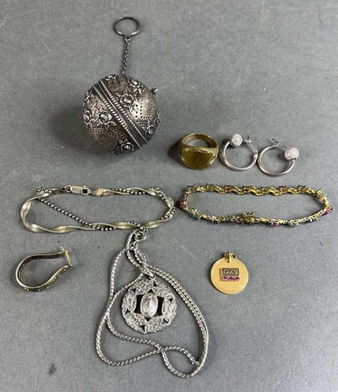 8pc Sterling Silver & Gold Filled Jewelry