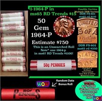 THIS AUCTION ONLY! BU Shotgun Lincoln 1c roll, 196