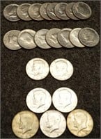 (22) Kennedy Half Dollars - 40%, 90% Silver & More