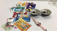 Disney Postcards, Bowls & Watchband K8C