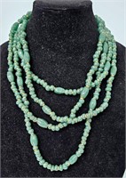 Pair of 48 in Long Jade Bead Necklaces