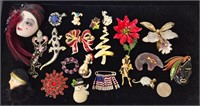 Vintage Colorful Jewelry Brooches, Pins