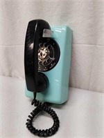 1965 Turquoise Blue + Black Wall Telephone