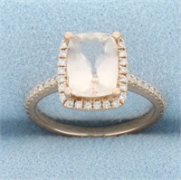 Morganite and Diamond Halo Ring in 14k Rose Gold