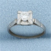 Vintage Diamond Solitaire Engagement Ring in Plati
