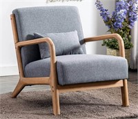 Linen Upholstered Solid Wood Accent Armchair $309