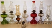 (8) Glass Oil / Kerosene Lamps with Chimneys