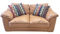 Furniture Light Brown Leather Loveseat Couch