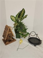 Birdfeeder, Artificial Plant and Candleholder
