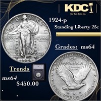 1924-p Standing Liberty Quarter 25c Graded ms64 By