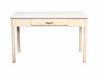 Enameled Steel Top Table with Drawer
