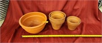 Clay flower pots.