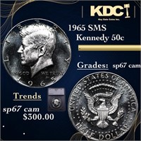 1965 SMS Kennedy Half Dollar 50c Graded sp67 cam B