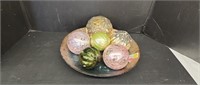 Decorative bowl and decorative balls.