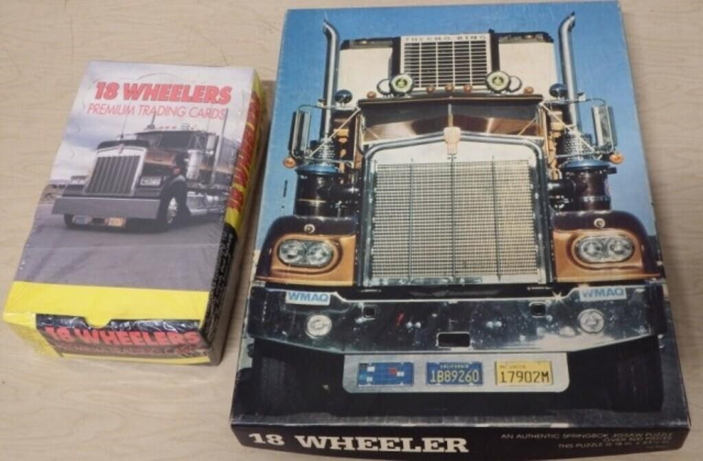 Sealed Box of 18 Wheelers Trading Cards & Puzzle