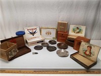 Antique Cigar Box, Ashtray, Tobacco, Cigar Cutter