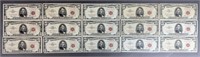 15pc 1963 Series $5 Legal Tender Notes Red Seals